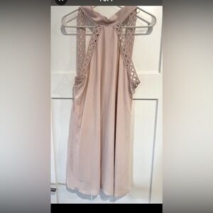 Lulu's woman’s S any sway shape or form pink Lace Open Back Halter Mini Dress